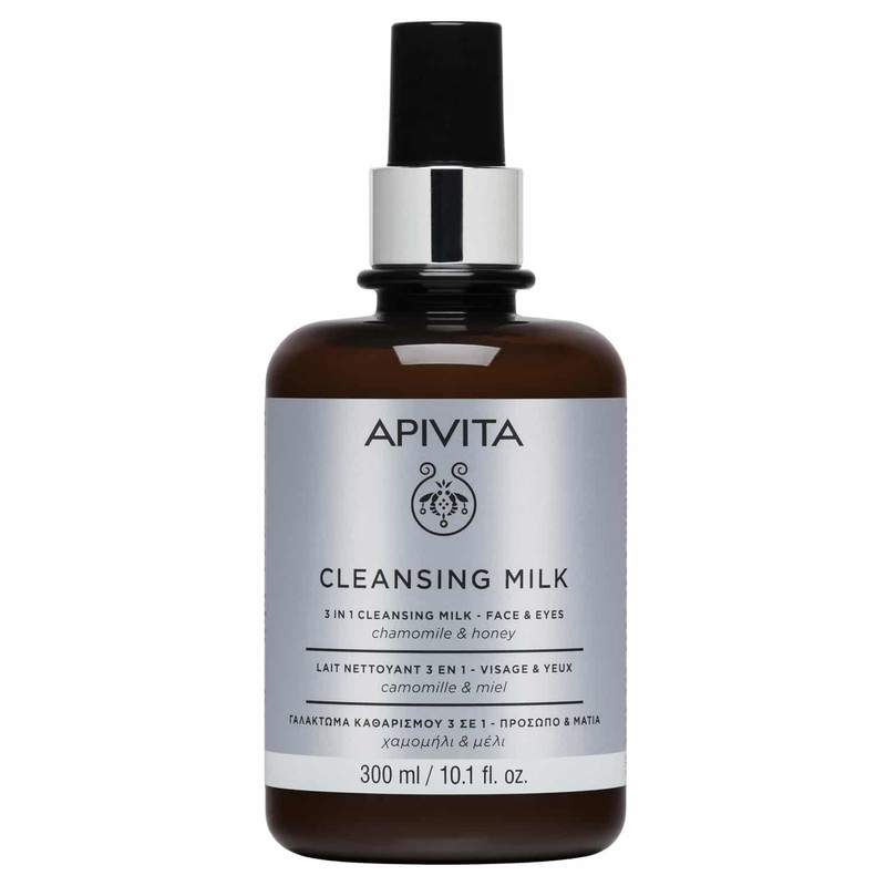 Apivita 3 in 1 Cleansing Milk for Face & Eyes with Chamomile & Honey, 300ml