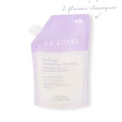 La Rosee- Refill Ultra-gentle shampoo with vegetable keratin and organic linseed / Te gjitha tipet e flokeve / 400ml