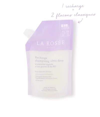 La Rosee- Refill Ultra-gentle shampoo with vegetable keratin and organic linseed / Te gjitha tipet e flokeve / 400ml
