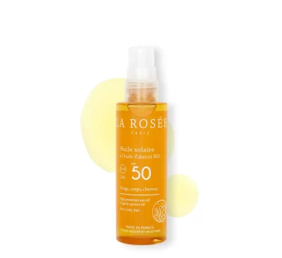 La Rosee- Sun oil with organic apricot oil SPF50/ Fytyre, trup / Per gjithe familjen, nga 3 vjec/ 150ml