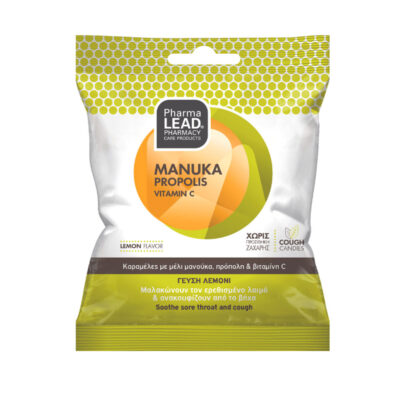 PharmaLead-Manuka Honey, Propolis & Vitamin C Cough Candies - Lemon Flavor, 40g