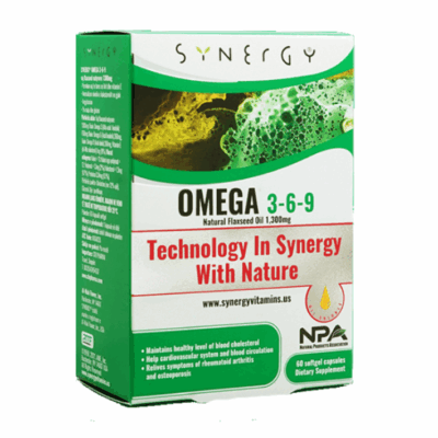 SYNERGY - Omega 3-6-9 Natural Flaxseed Oil 1300 mg