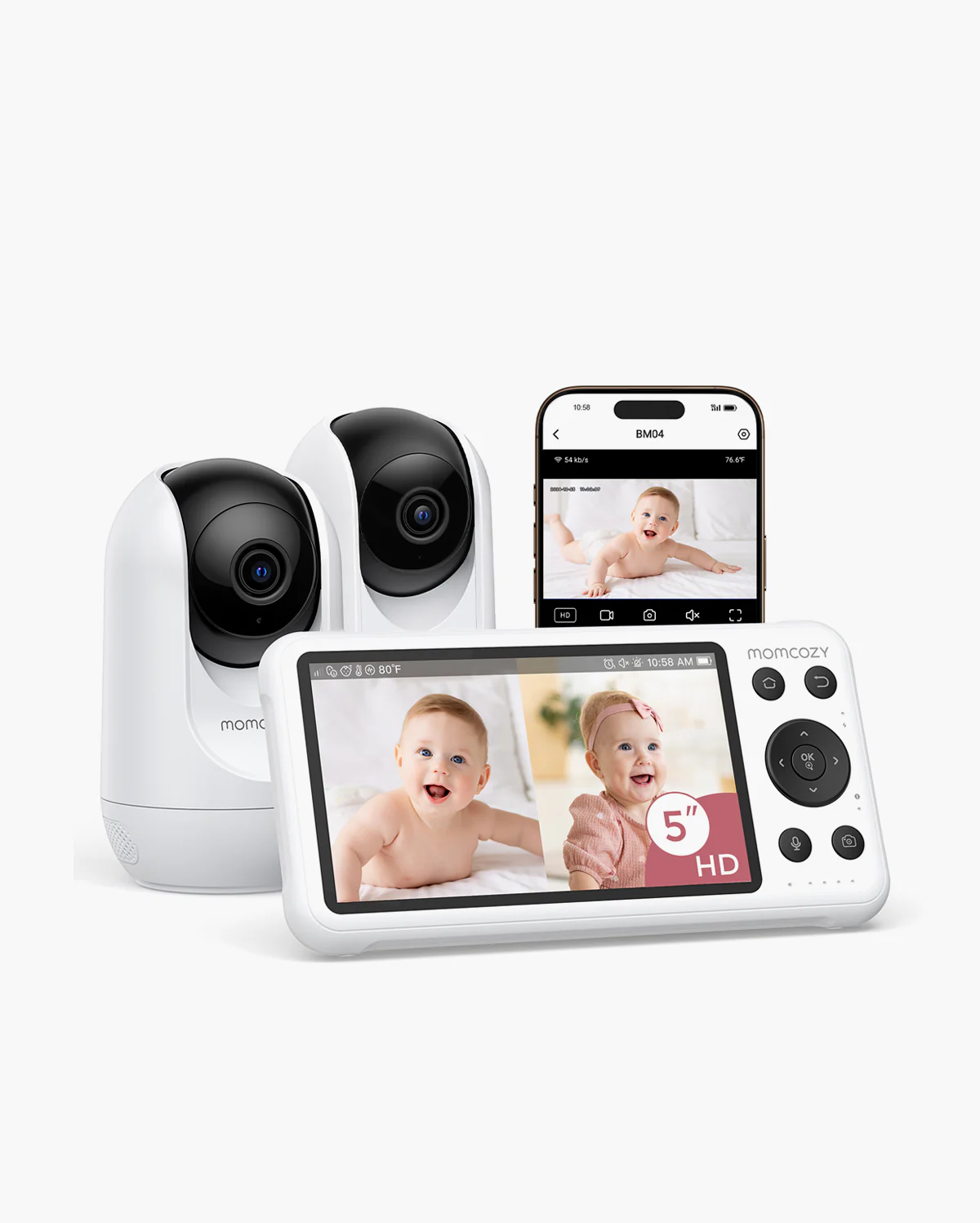 Momcozy - 5 InchDual-Mode Smart Baby Monitor With 2 Cameras-BM04