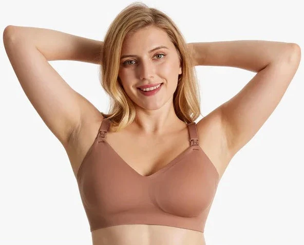 Momcozy - HF015 All-in-one Super Flexible Pumping Bra , Kafe (M)