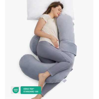 Momcozy - F Shaped Pregnancy Pillow - Air Layer Grey