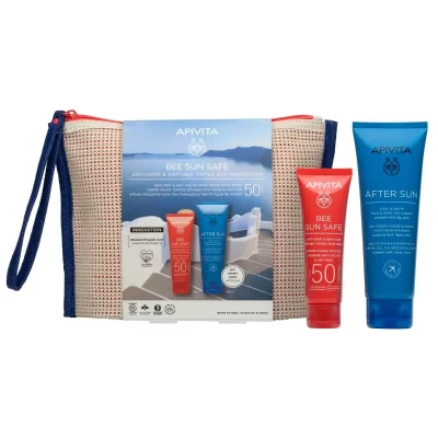 Apivita-  Promo Bee Sun Safe Anti-Dark Spot & Anti-Wrinkle Tinted Face Cream SPF50 50ml + FREE After Sun Face & Body Cream-Gel 100ml